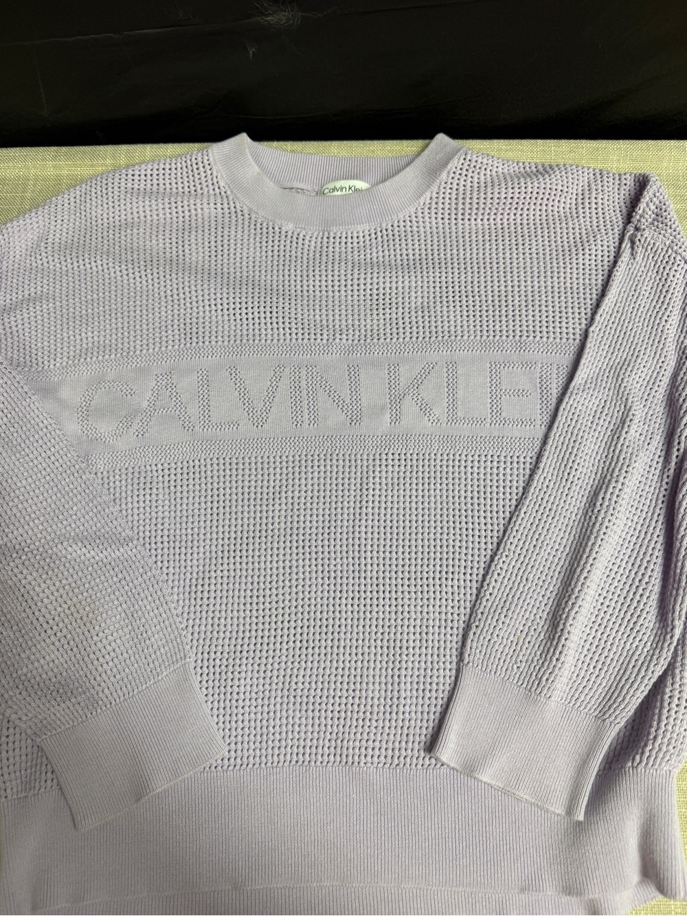 Calvin Klein Light Lavender Waffle Knit Logo Pullover